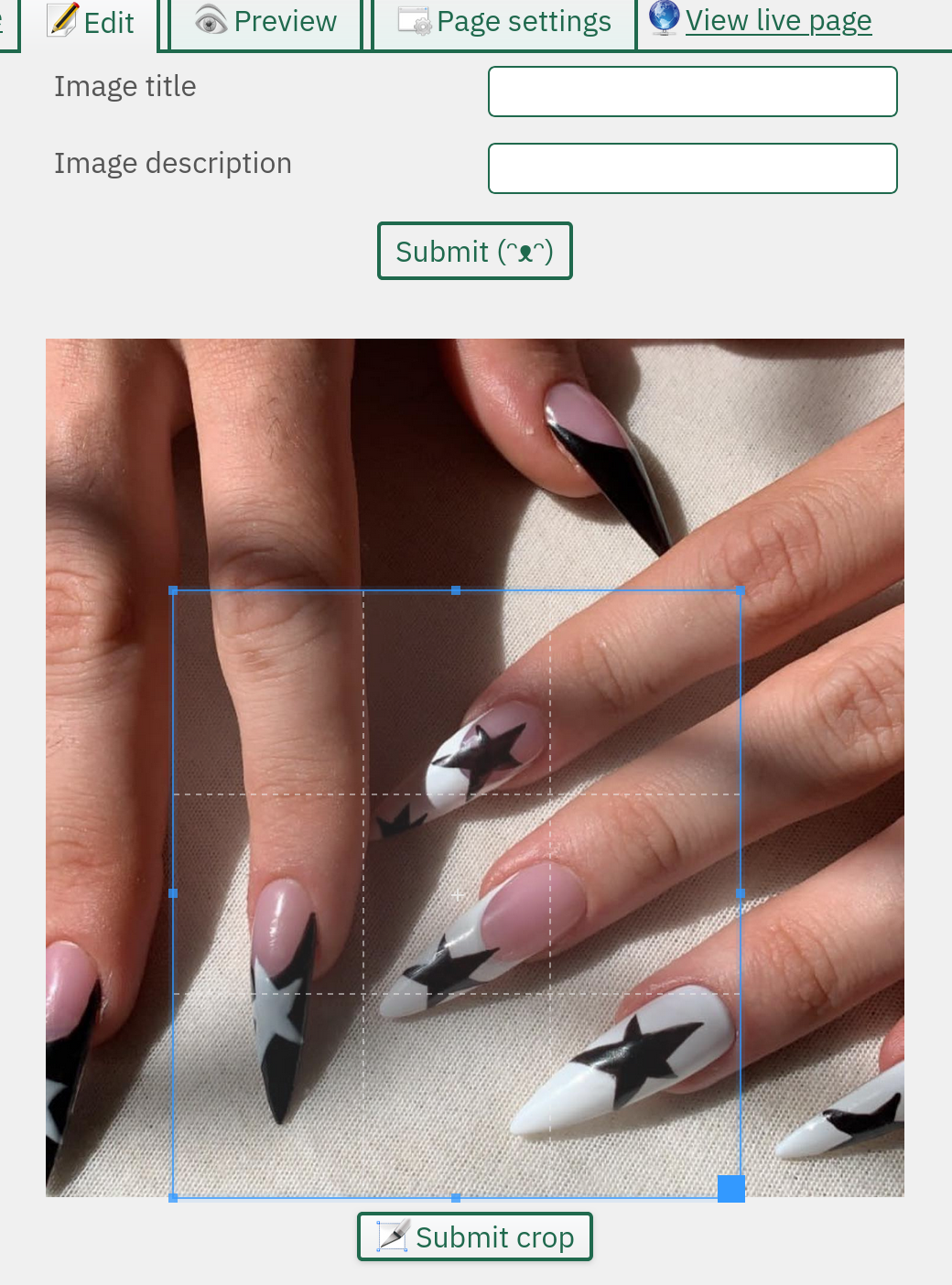 Resulting page with a main image